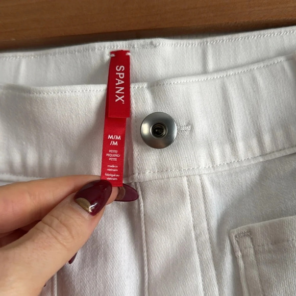 SPANX | Cropped Wide Leg Pants | Size MP | Stretch Pull On Shaping Bone White - Picture 3 of 6